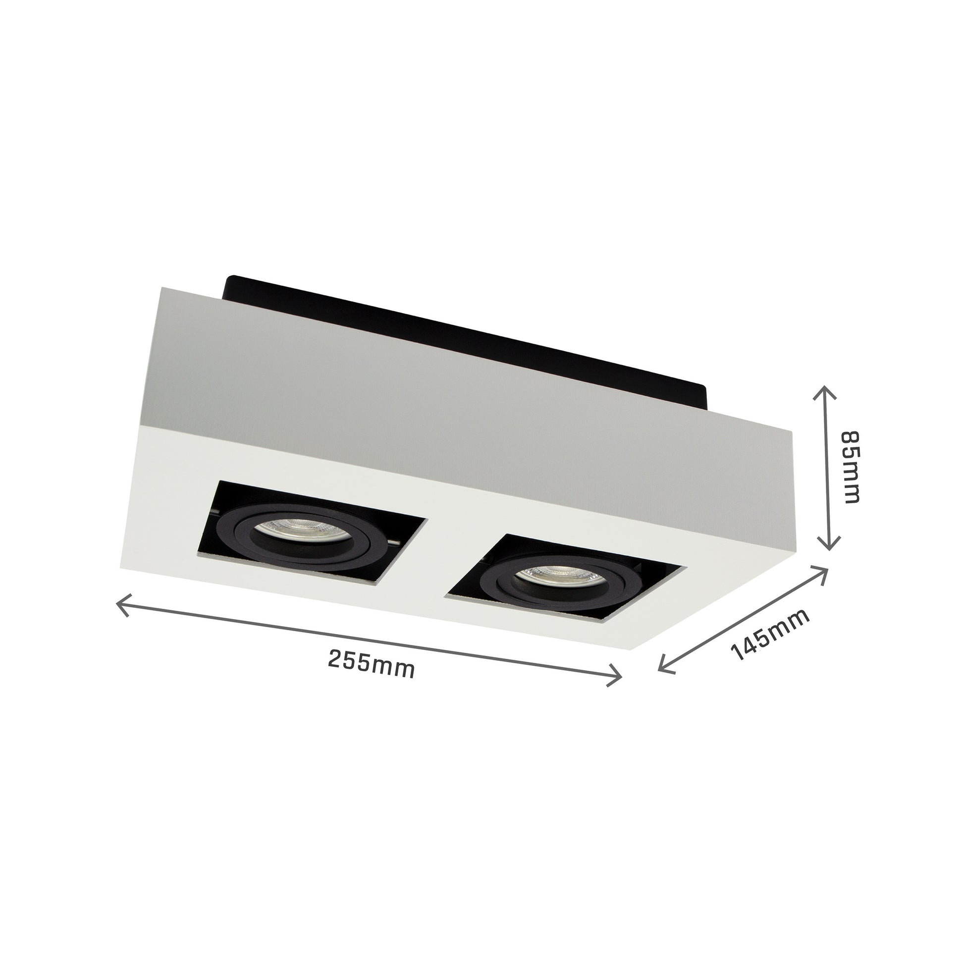 LED Mirora GU10 2 fach Deckenleuchte schwarz &amp; weiss schwenkbar IP20 max.35W eckig