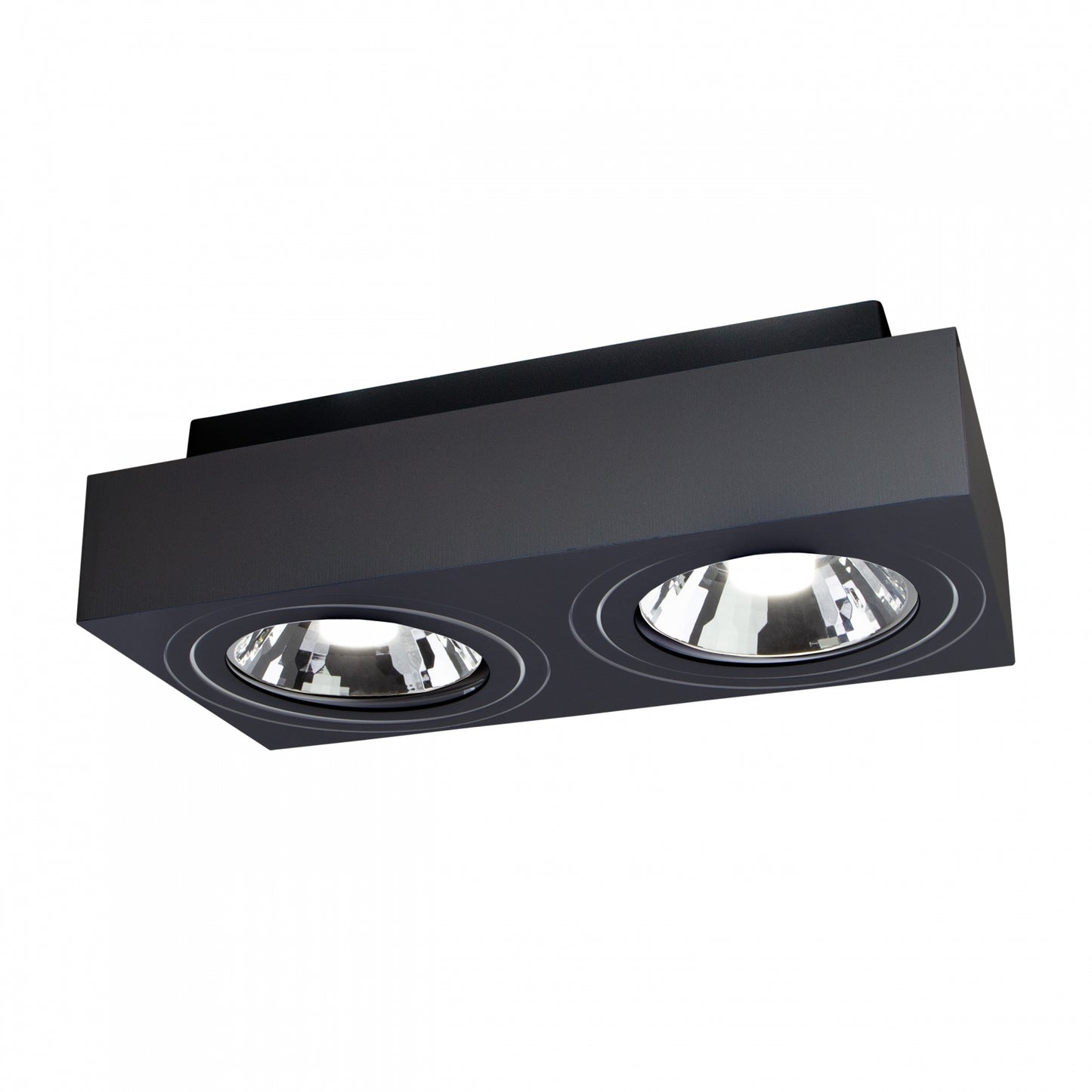 LED Mirora GU10 AR111 2 fach Deckenleuchte schwarz schwenkbar IP20 max.2x35W eckig