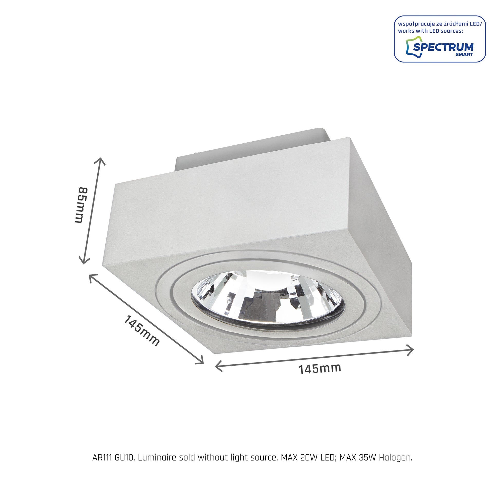 LED Mirora GU10 AR111 schwenkbar weiss Deckenleuchte max. 250V IP20 max. 35W eckig