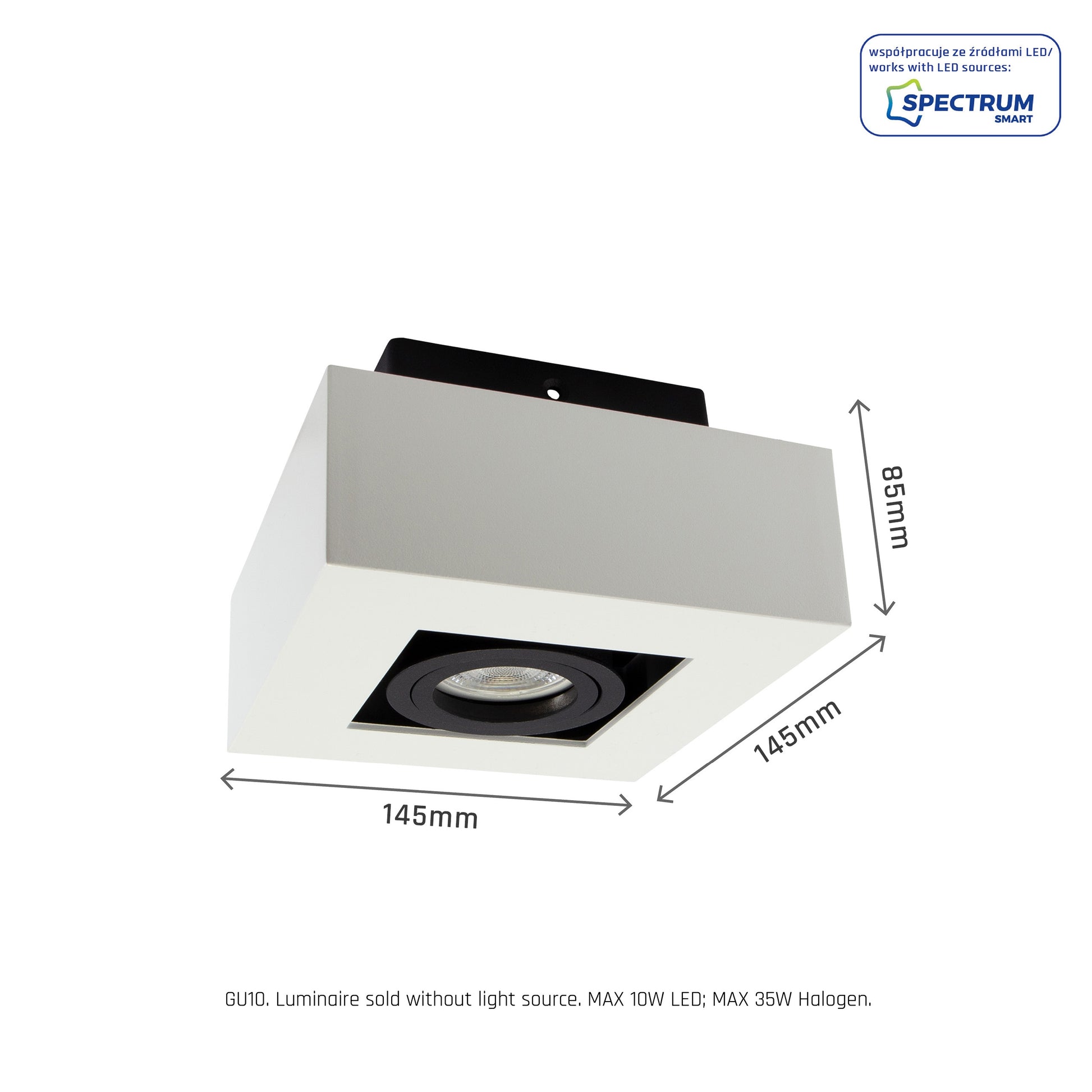 LED Mirora GU10 schwarz &amp; weiss Deckenleuchte schwenkbar IP20 max. 35W eckig