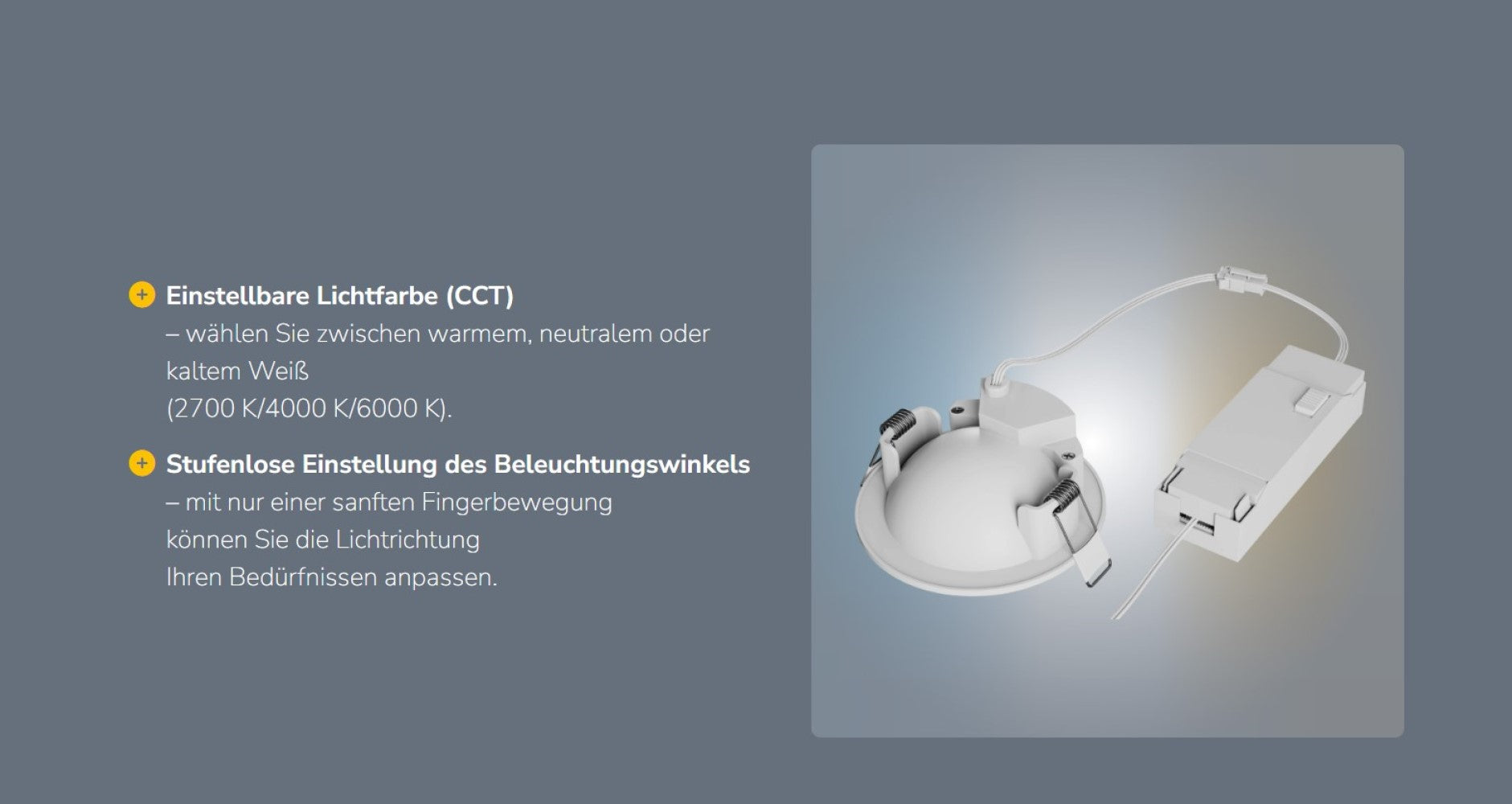 LED MOBILO LED Einbauleuchte 6,5W rund 36° verstellbar 850lm weiss IP20 2700-6000K CCT