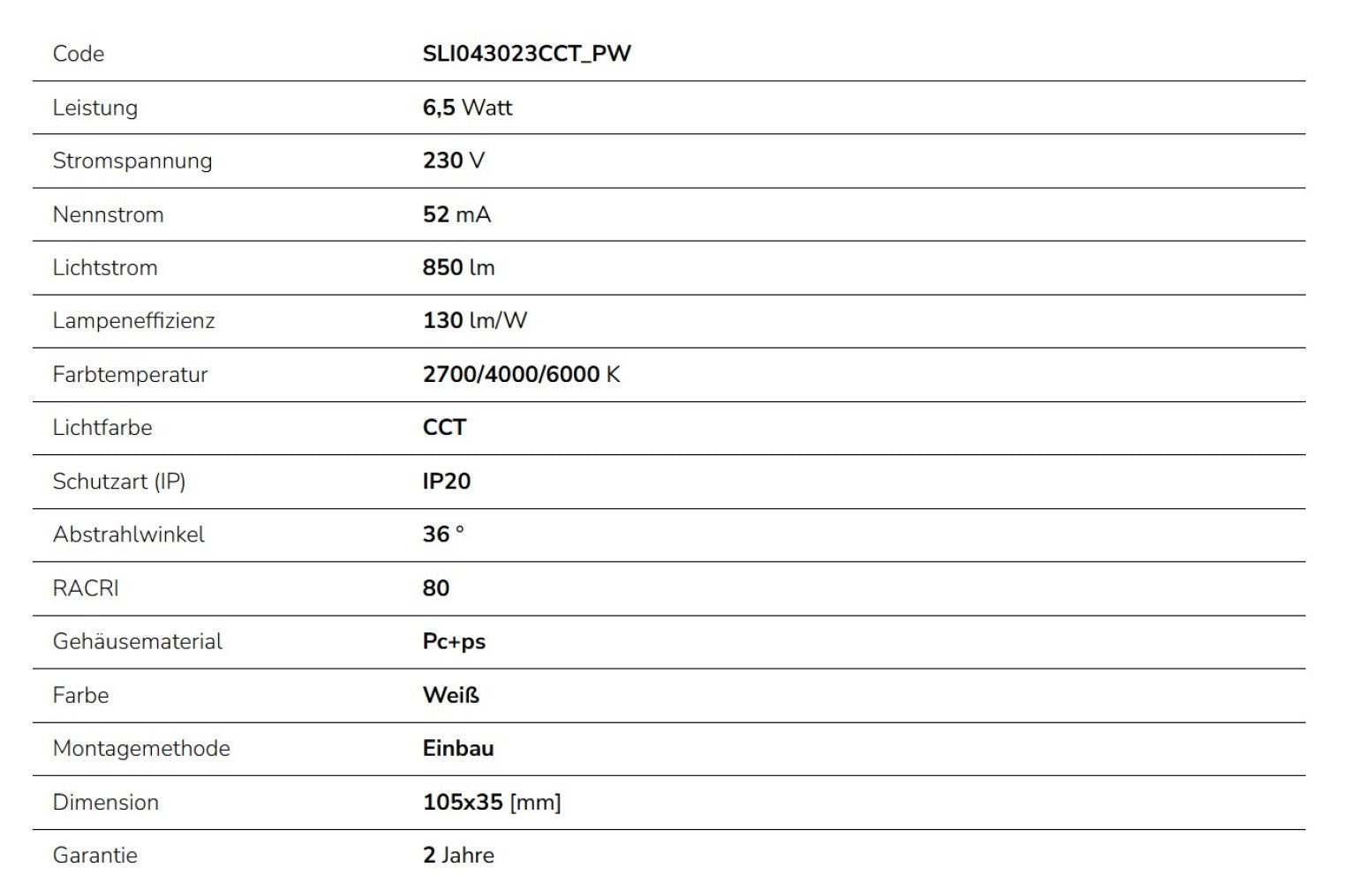 LED MOBILO LED Einbauleuchte 6,5W rund 36° verstellbar 850lm weiss IP20 2700-6000K CCT