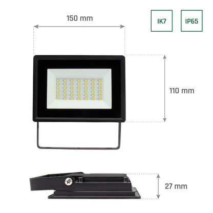 LED NOCTIS LUX 3 Fluter schwarz 30W Strahler 2700lm IP65 Warmweiß 3000K