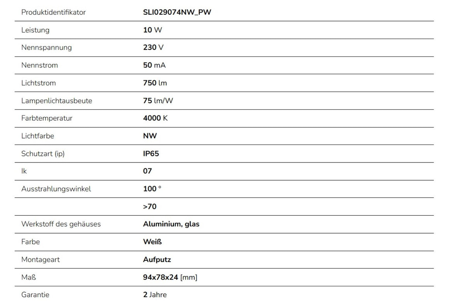 LED NOCTIS LUX 4 Fluter 10W Strahler 750lm weiss 100° 230V IP65 IK07 Neutralweiss 4000K