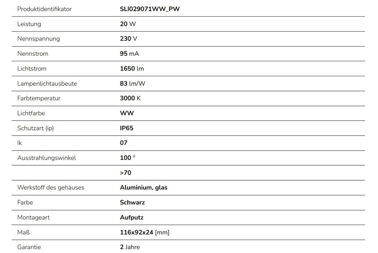 LED NOCTIS LUX 4 Fluter 20W Strahler 1650lm schwarz 100° 230V IP65 IK07 Warmweiss 3000K