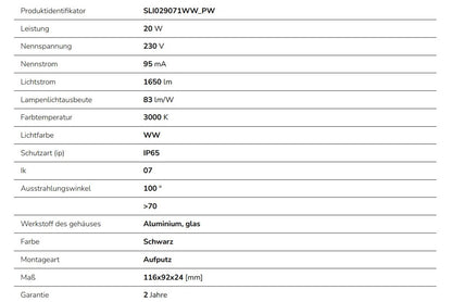 LED NOCTIS LUX 4 Fluter 20W Strahler 1650lm schwarz 100° 230V IP65 IK07 Warmweiss 3000K
