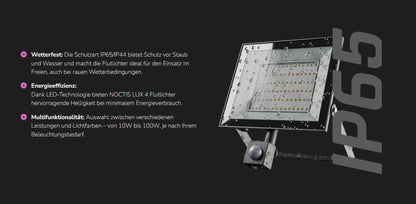 LED NOCTIS LUX 4 Fluter 50W Strahler 4300lm schwarz 100° 230V IP65 IK07 Neutralweiss 4000K