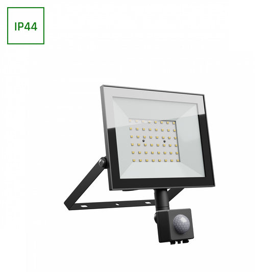 LED NOCTIS LUX 4 Fluter 50W Strahler 4300lm schwarz 100° IP44 IK07 Kaltweiss 6000K mit Bewegungssensor