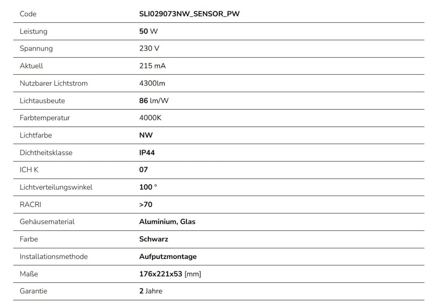 Spectrum LED NOCTIS LUX 4 Fluter 50W Strahler 4300lm schwarz 100° IP44 Neutralweiss 4000K mit Bewegungssensor