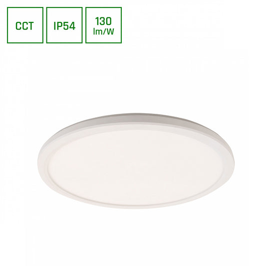 LED NYMPHEA FLAT DUO Deckenleuchte 24W CCT 2400lm IP54 120° Abstrahlwinkel Weiß 3000K-6000K