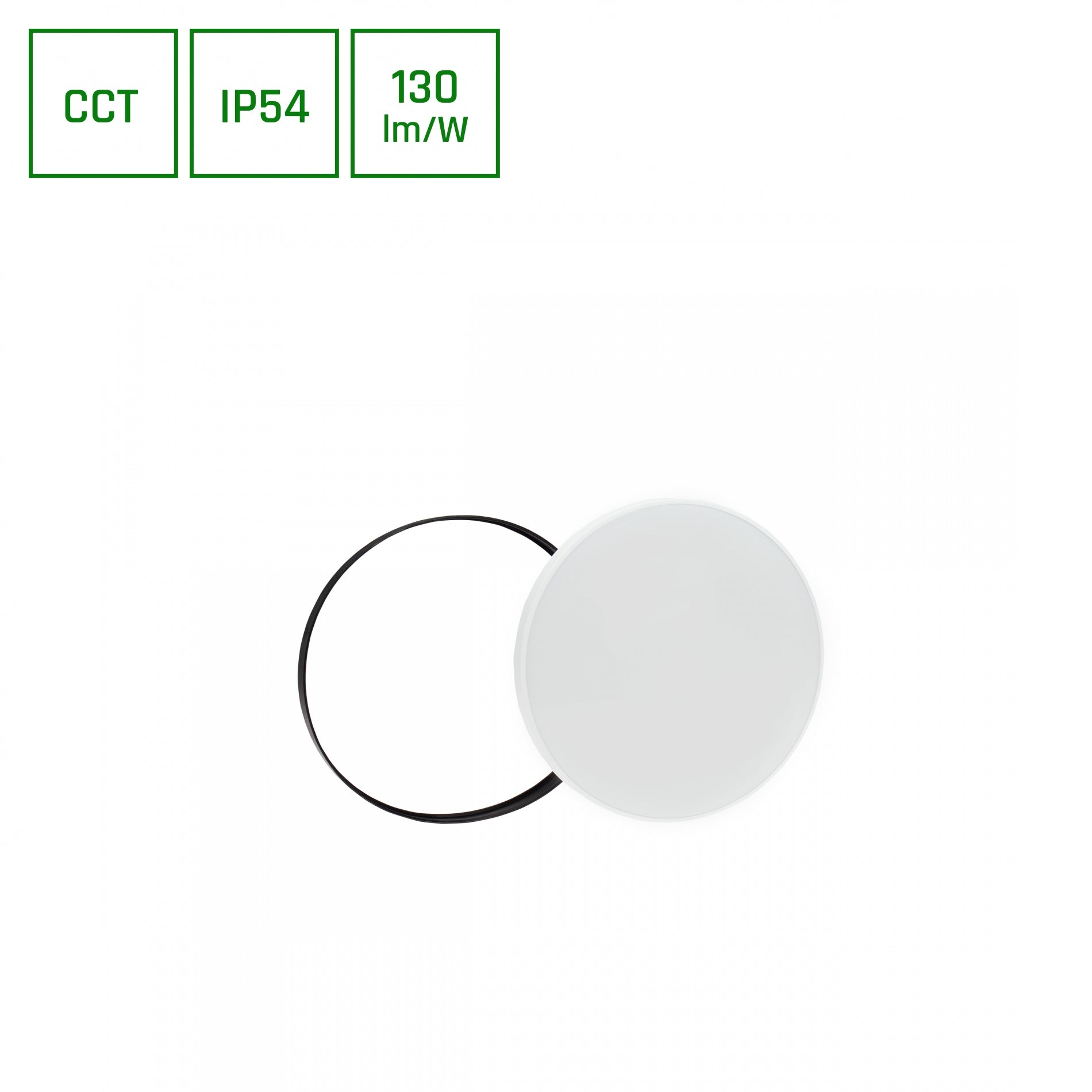 LED NYMPHEA RINGS schwarz &amp; weiß 24W Deckenleuchte 3150lm 115° IP54 3000-6000K CCT rund