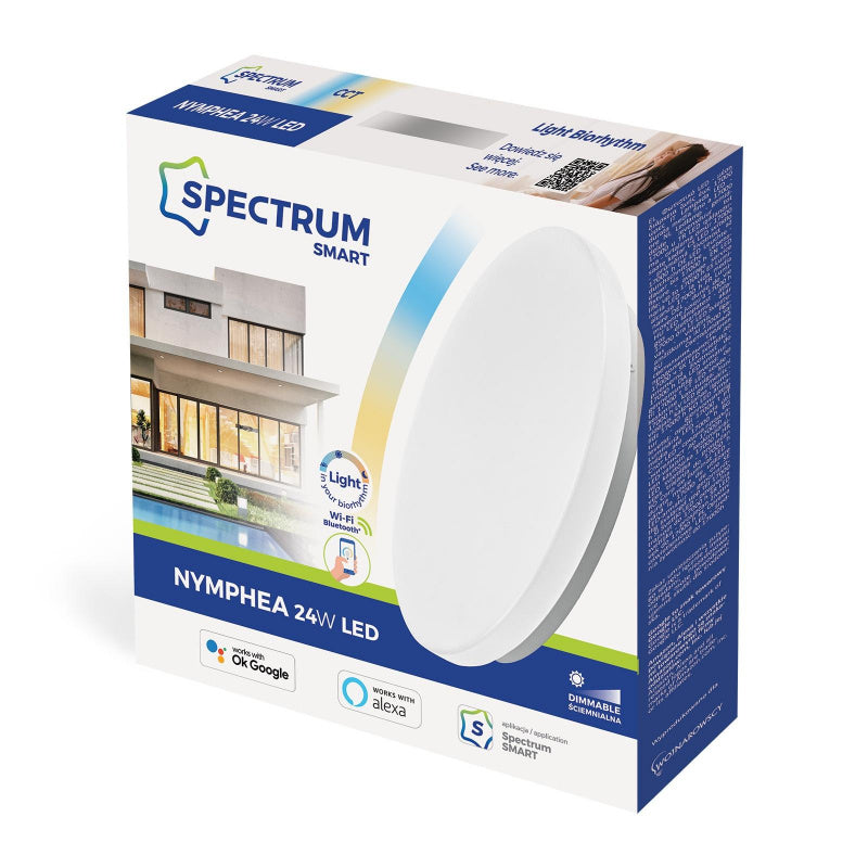 LED NYMPHEA SMART Home Deckenleuchte 24W rund weiss 1840lm Alexa Google Warm bis Kalt 2600K-6000K DIMMBAR