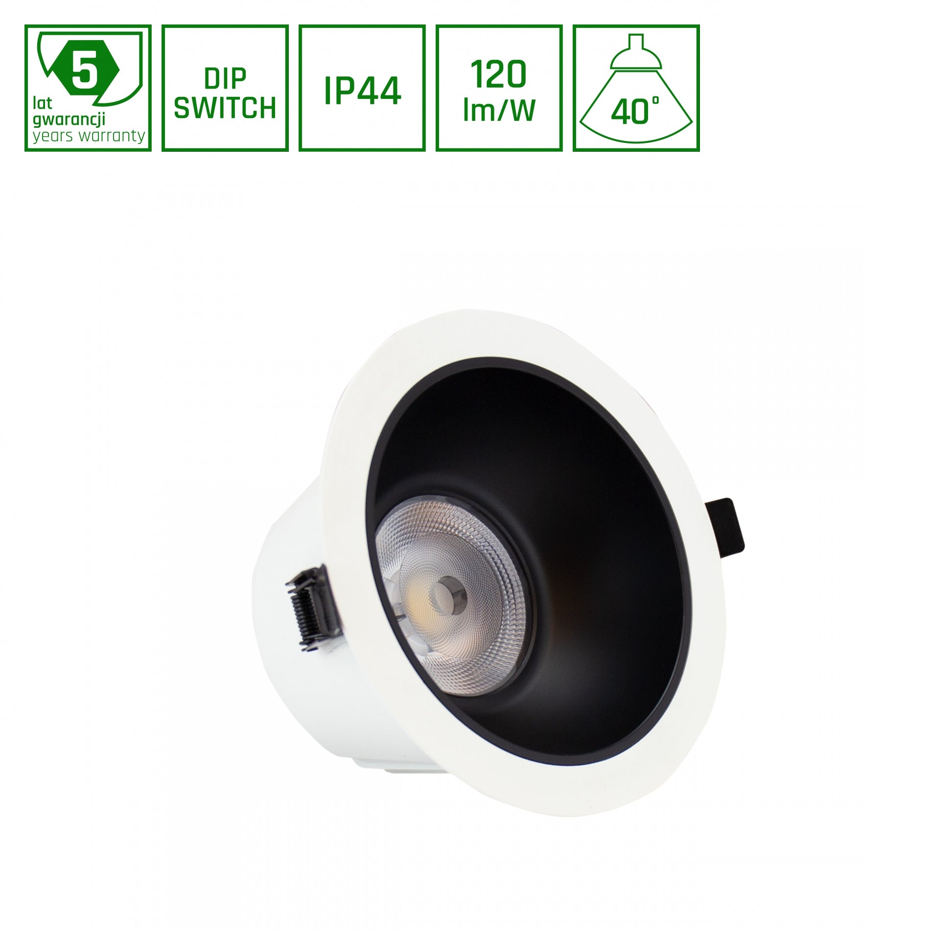 LED Orbito Einbaustrahler 14-27W rund 40° DIP SWITCH 3250lm weiss IP44 Badleuchte UGR&lt;19 Neutral 4000K