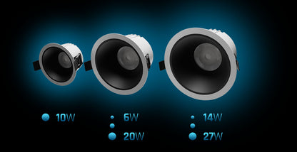 LED Orbito Einbaustrahler 14-27W rund 40° DIP SWITCH 3250lm weiss IP44 Badleuchte UGR&lt;19 Neutral 4000K