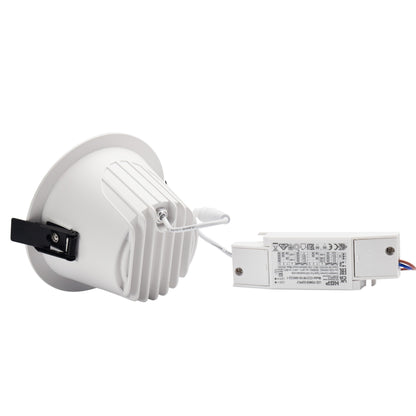 LED Orbito Einbaustrahler 6-20W rund 40° DIP SWITCH 2200lm weiss IP44 Badleuchte UGR<19 Warmweiss 3000K