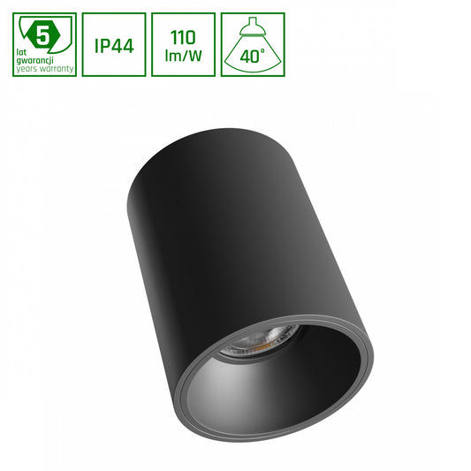 LED Orbito Surface Deckenleuchte 10W rund 40° 1100lm schwarz IP44 Aufbau UGR&gt;19 Warmweiss 3000K