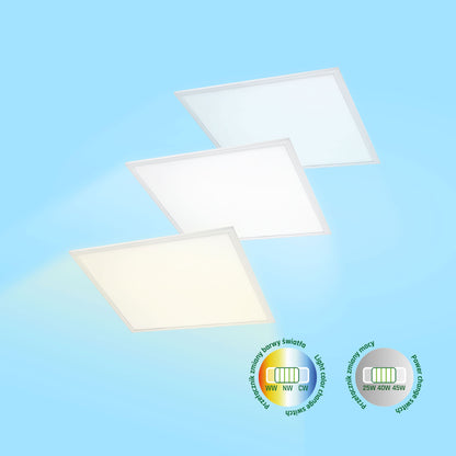 LED Panel Algine 25W/40W/45W eckig 62x62cm DIP-Switch 6500lm UGR&lt;19 weiss 90° IP20 3000-6000K CCT