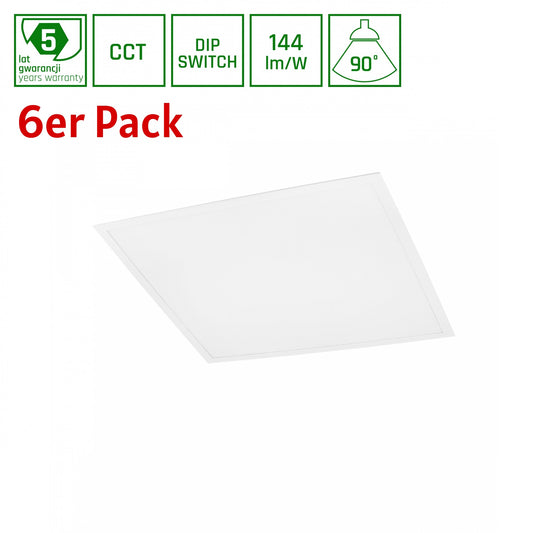 LED Panel Algine 25W/40W/45W eckig 62x62cm DIP-Switch 6500lm UGR&lt;19 weiss 90° IP20 3000-6000K CCT