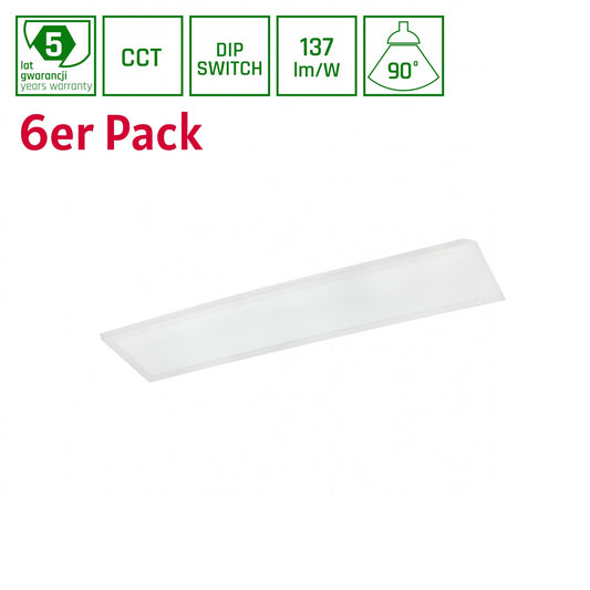 LED Panel Algine 26W/36W/46W eckig 30x120cm DIP-Switch 6300lm UGR 19 weiss 90° IP20 3000-6000K CCT