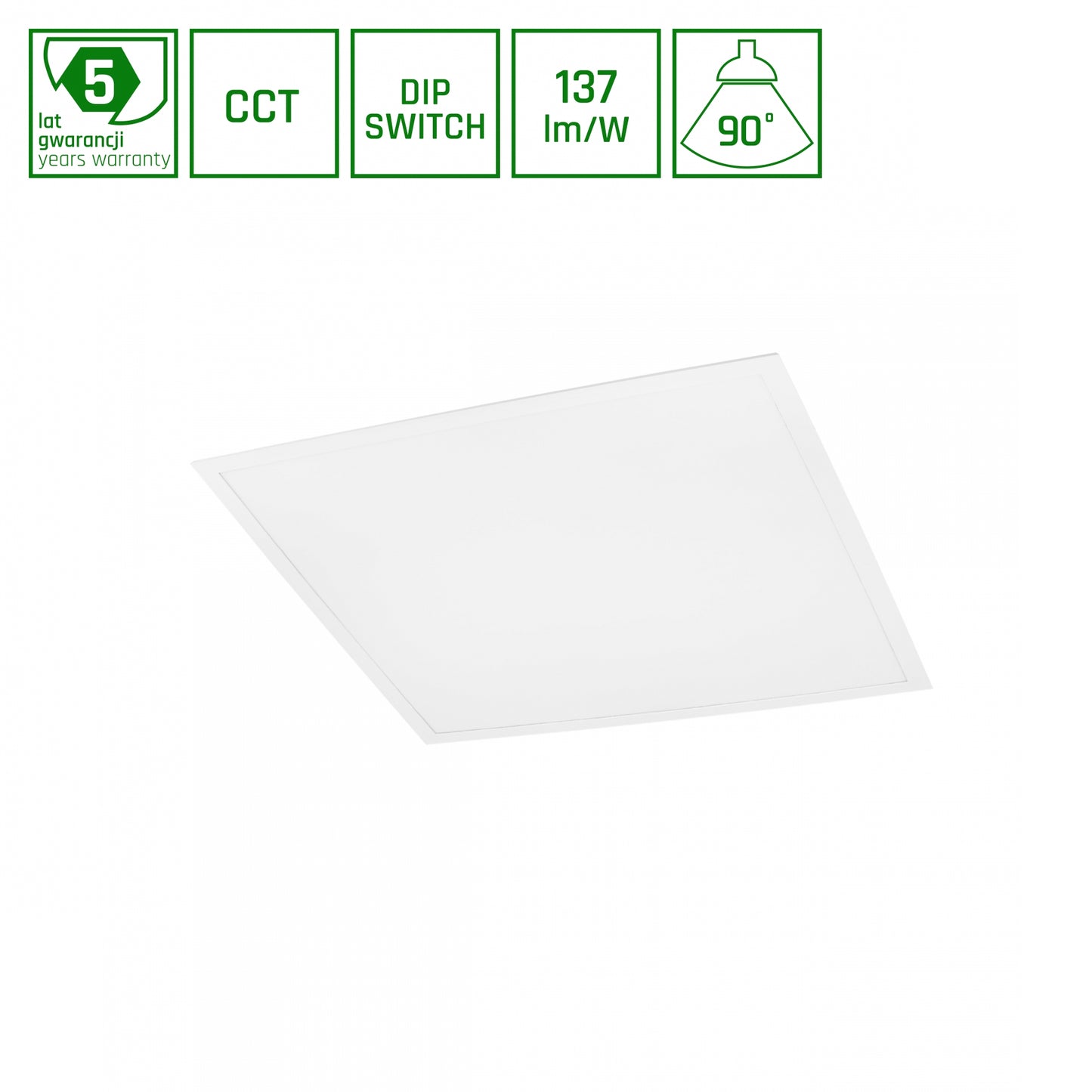 LED Panel Algine 26W/36W/46W eckig 60x60cm DIP-Switch 6300lm UGR&lt;19 weiss 90° IP20 3000-6000K CCT