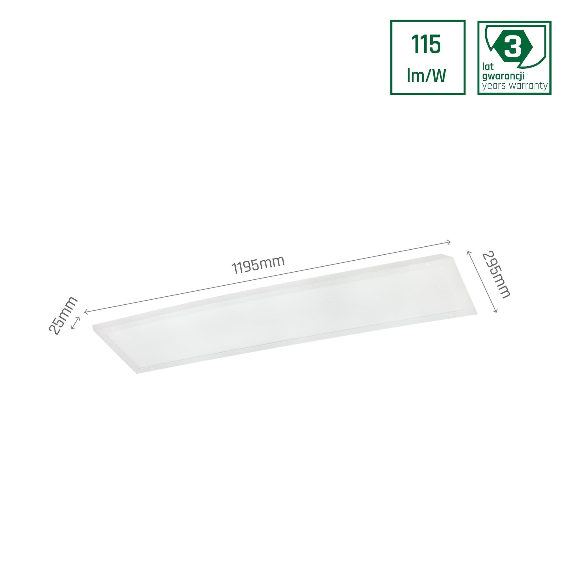 LED Panel Algine 40W eckig 30x120cm 4600lm 230V weiss 120° IP20 Warmweiss 3000K