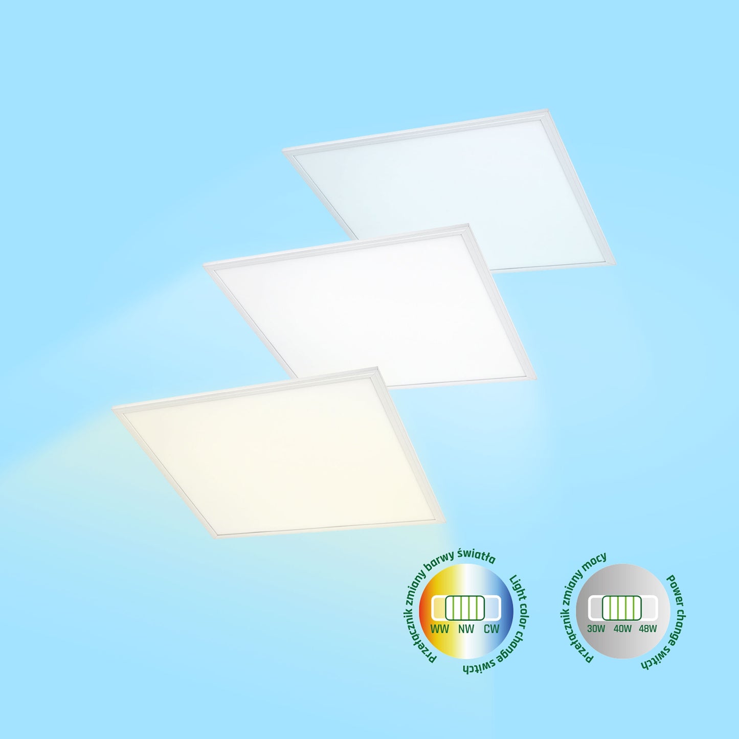 LED Panel Algine Backlight 30W-48W eckig 60x60cm weiss 6300lm 120° IP20 CCT 3000K-6000K