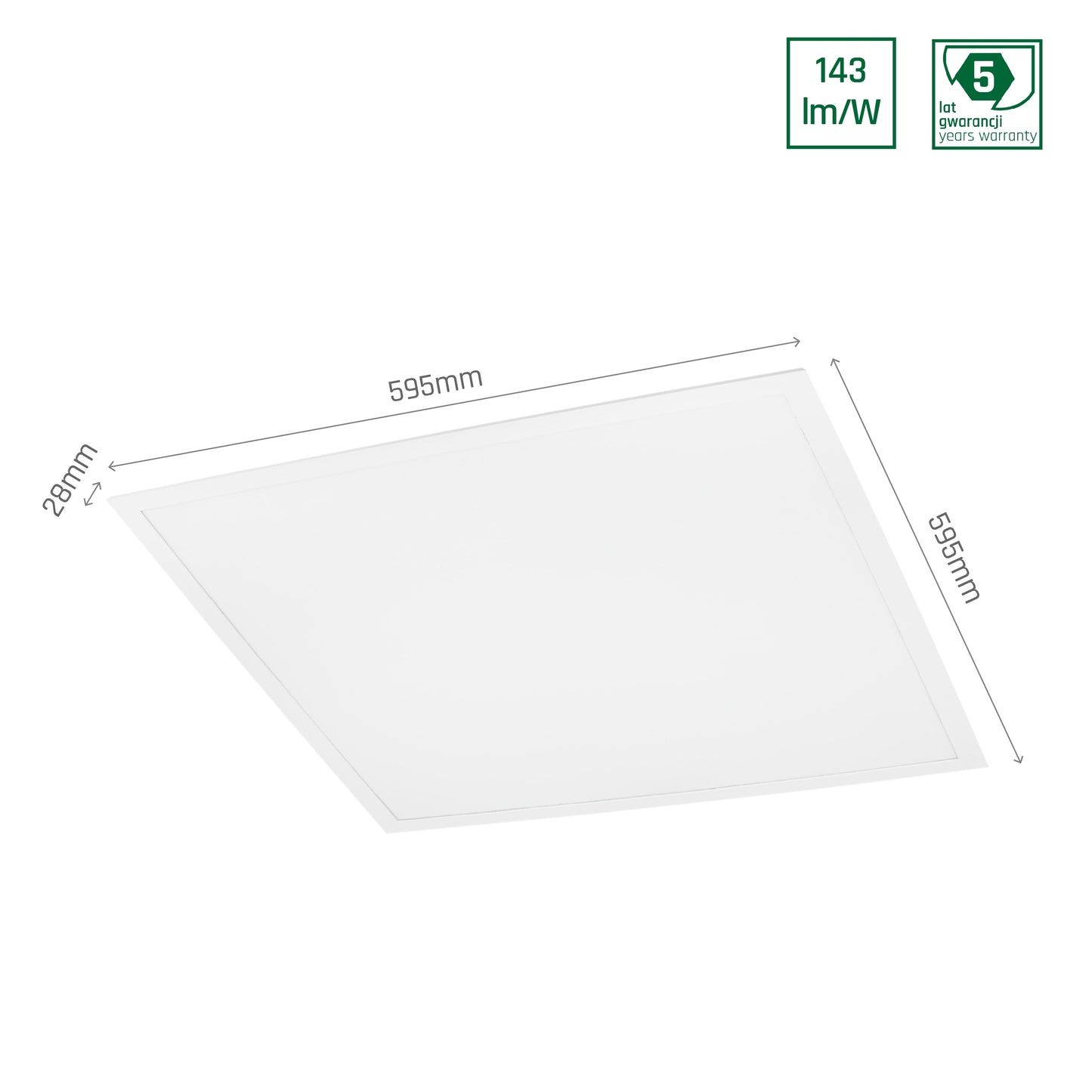 LED Panel Algine Backlight 30W eckig 60x60cm weiss 4100lm 120° IP20 Warmweiss 3000K