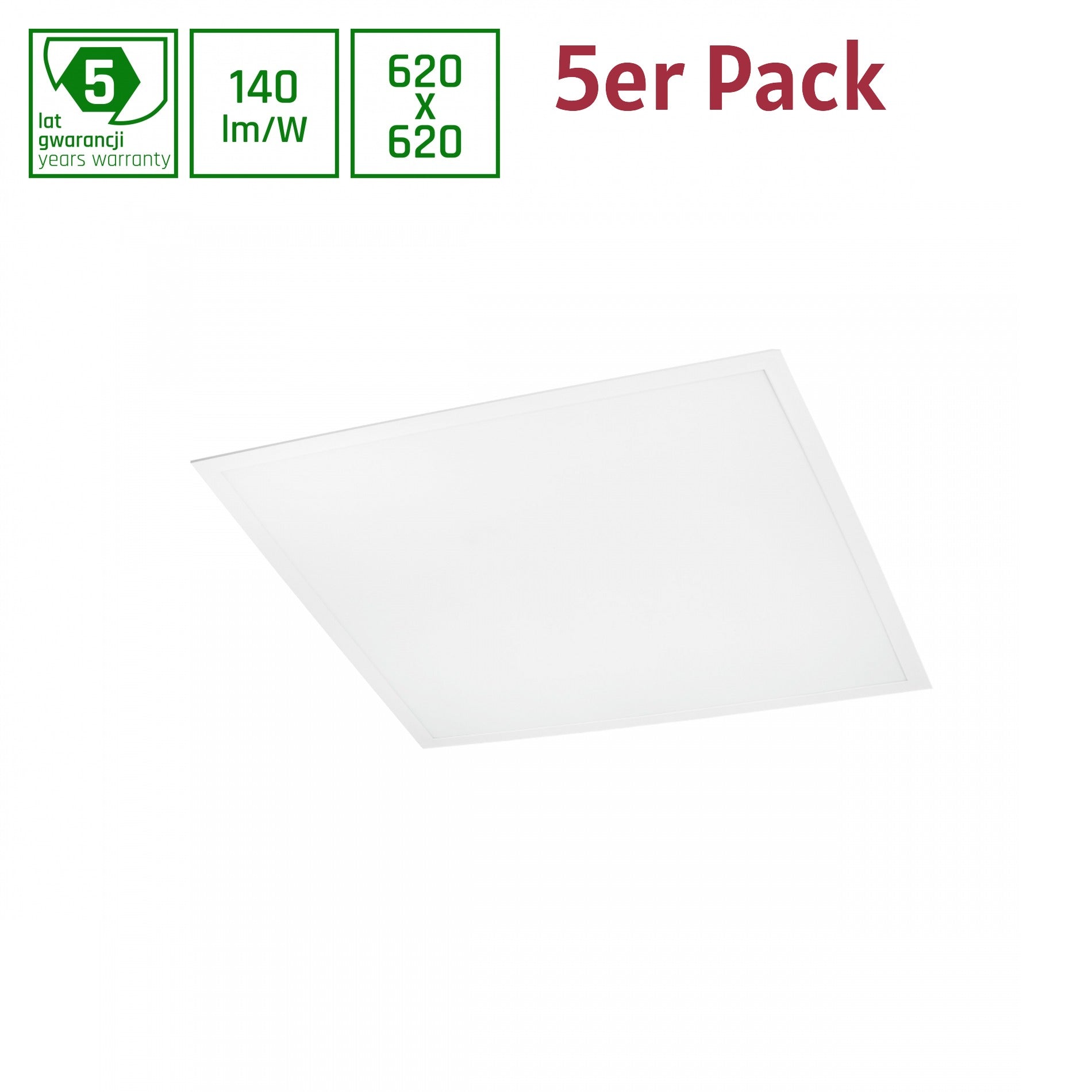 LED Panel Algine Backlight 30W eckig 62x62cm UGR &lt;19 4200lm 120° IP20 Warmweiss 3000K