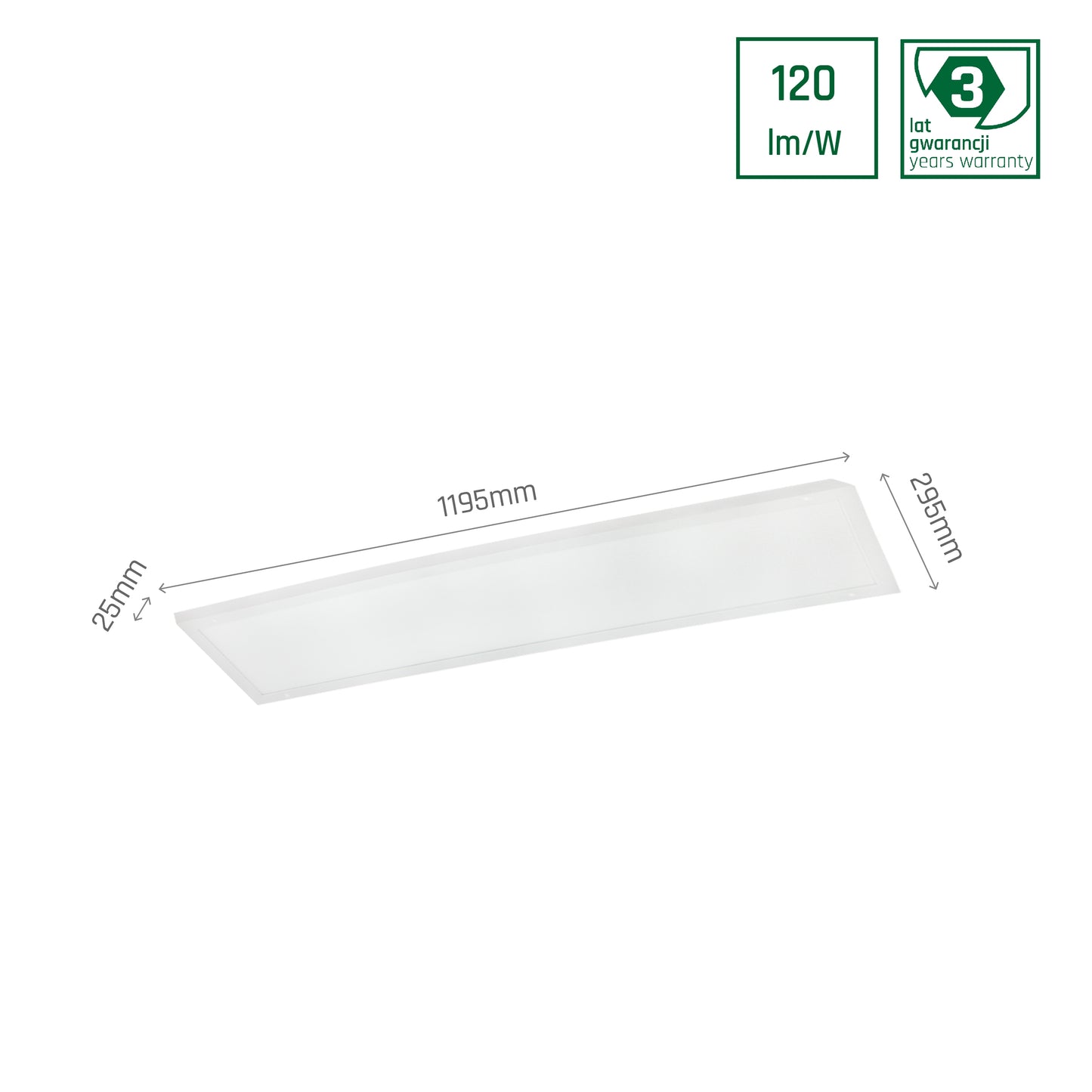 LED Panel Algine Backlight 40W eckig 30x120cm 4800lm 120° IP20 Kaltweiss 6000K