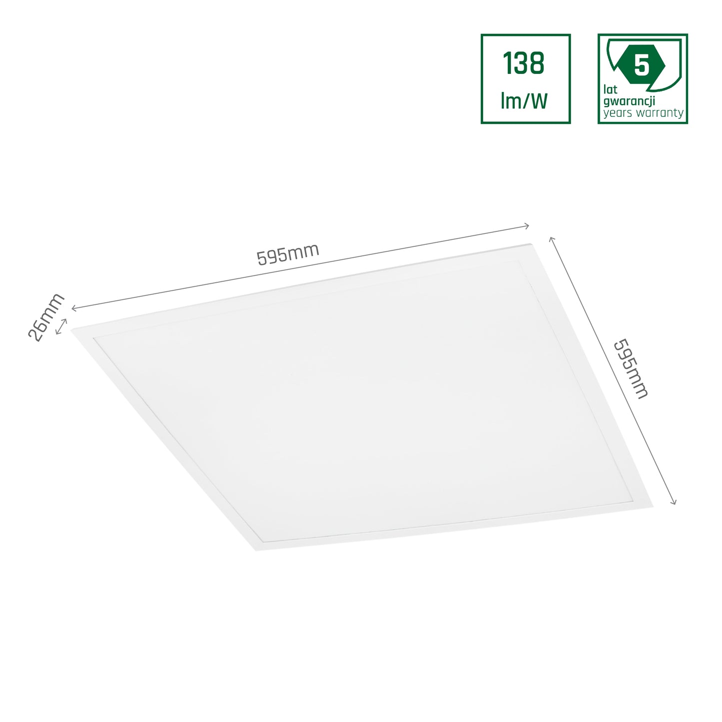 LED Panel ALGINE BACKLIGHT 40W mit Philips Treiber 60x60cm eckig 5200lm 120° IP20 Warmweiss 3000K