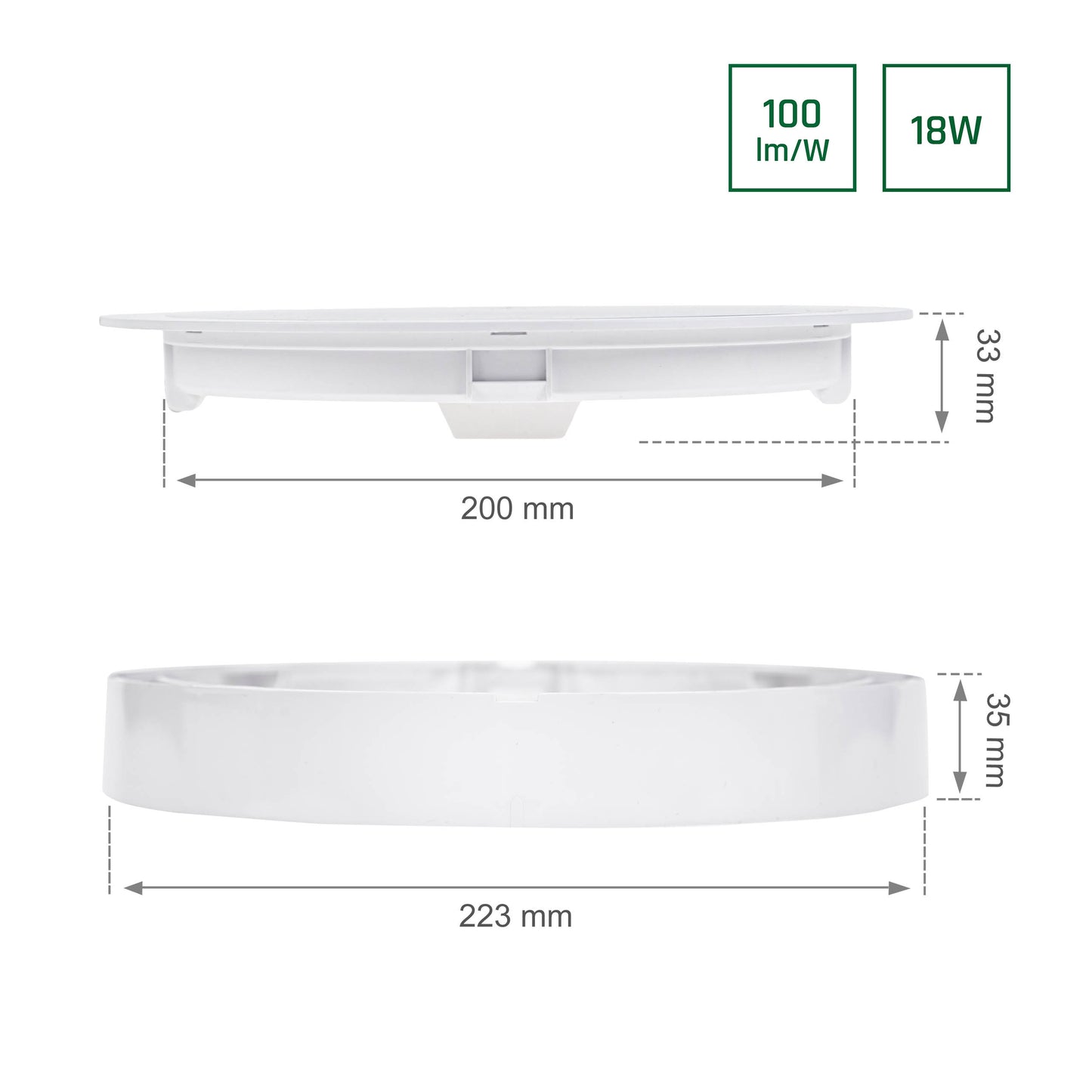 LED Panel Algine Einbauleuchte 18W rund weiss 2200lm Deckenleuchte IP20 Warmweiss 3000K