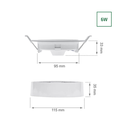 LED Panel Algine Einbauleuchte 6W rund weiss 750lm Deckenleuchte IP20 Warmweiss 3000K