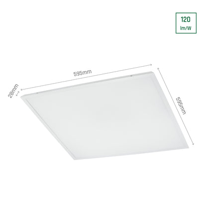 LED Panel ALGINE LENS 40W eckig 60x60cm 4800lm IK06 weiss 120° IP20 Neutralweiss 4000K