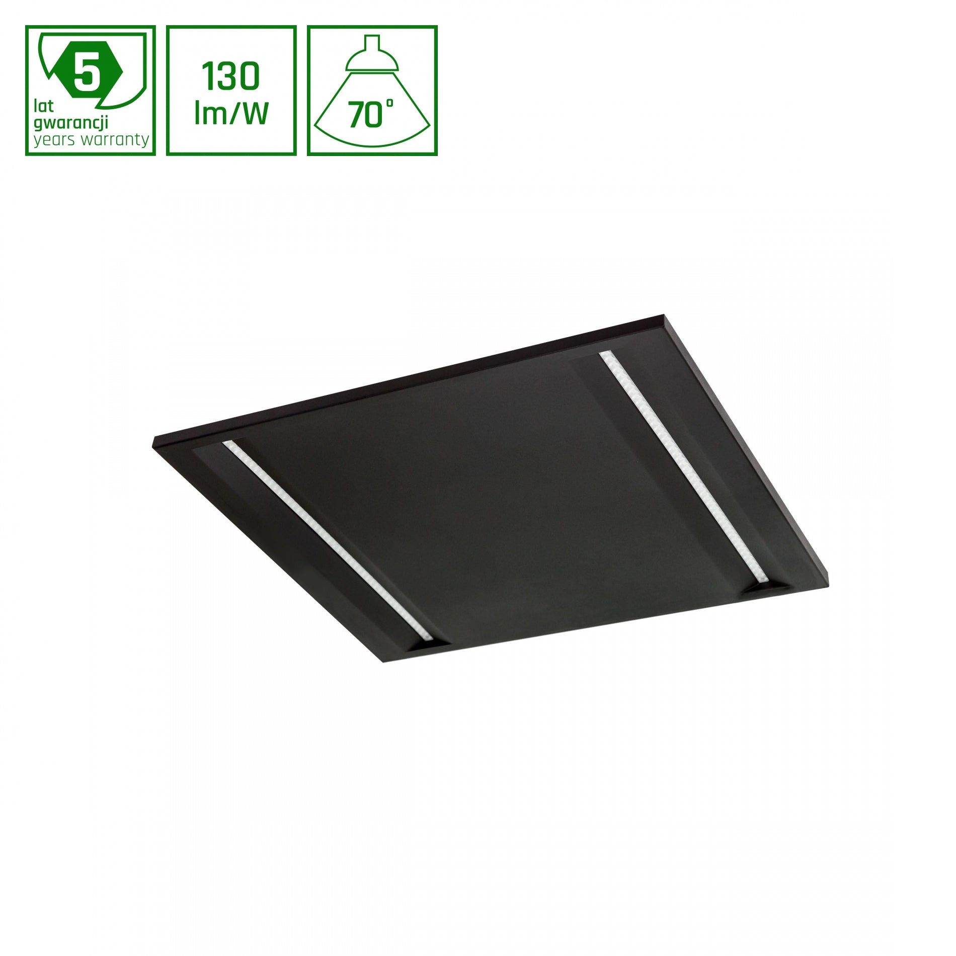 Spectrum LED Panel Algine Line 44W eckig 60x60cm UGR&lt;16 schwarz 5700lm 70° IP20 Neutralweiss 4000K