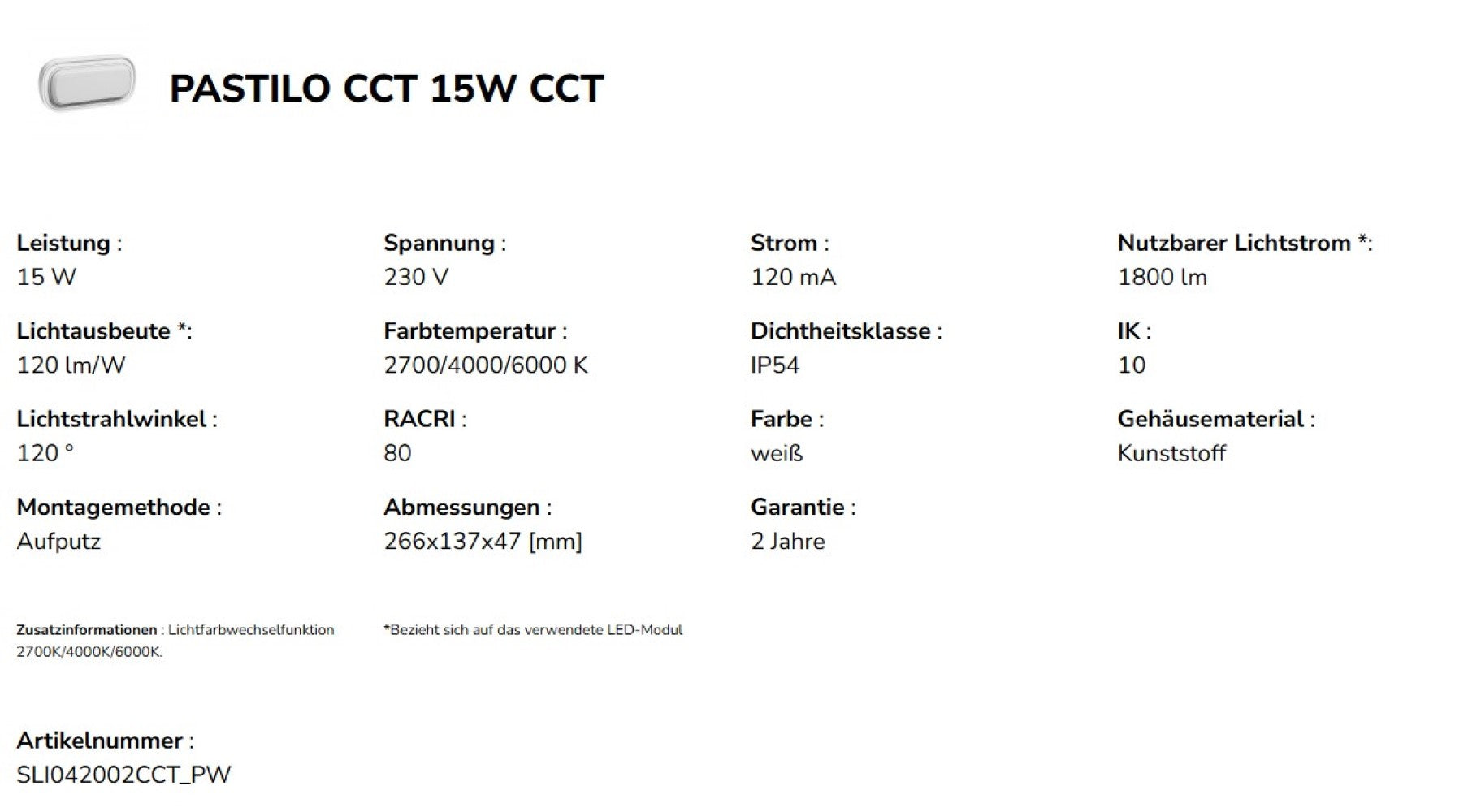 LED PASTILO 15W Wandleuchte 120° außenleuchte 1800lm weiss 230V IP54 oval IK10 2700-6000K CCT