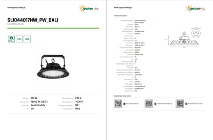 LED PLATEO 3 HIGH BAY 100W Hallenleuchte 18000lm schwarz 90° 230V IP65 IK08 Neutralweiss 4000K DALI