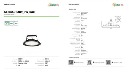 LED PLATEO 3 HIGH BAY 200W Hallenleuchte 36000lm schwarz 90° 230V IP65 IK08 Neutralweiss 4000K DALI