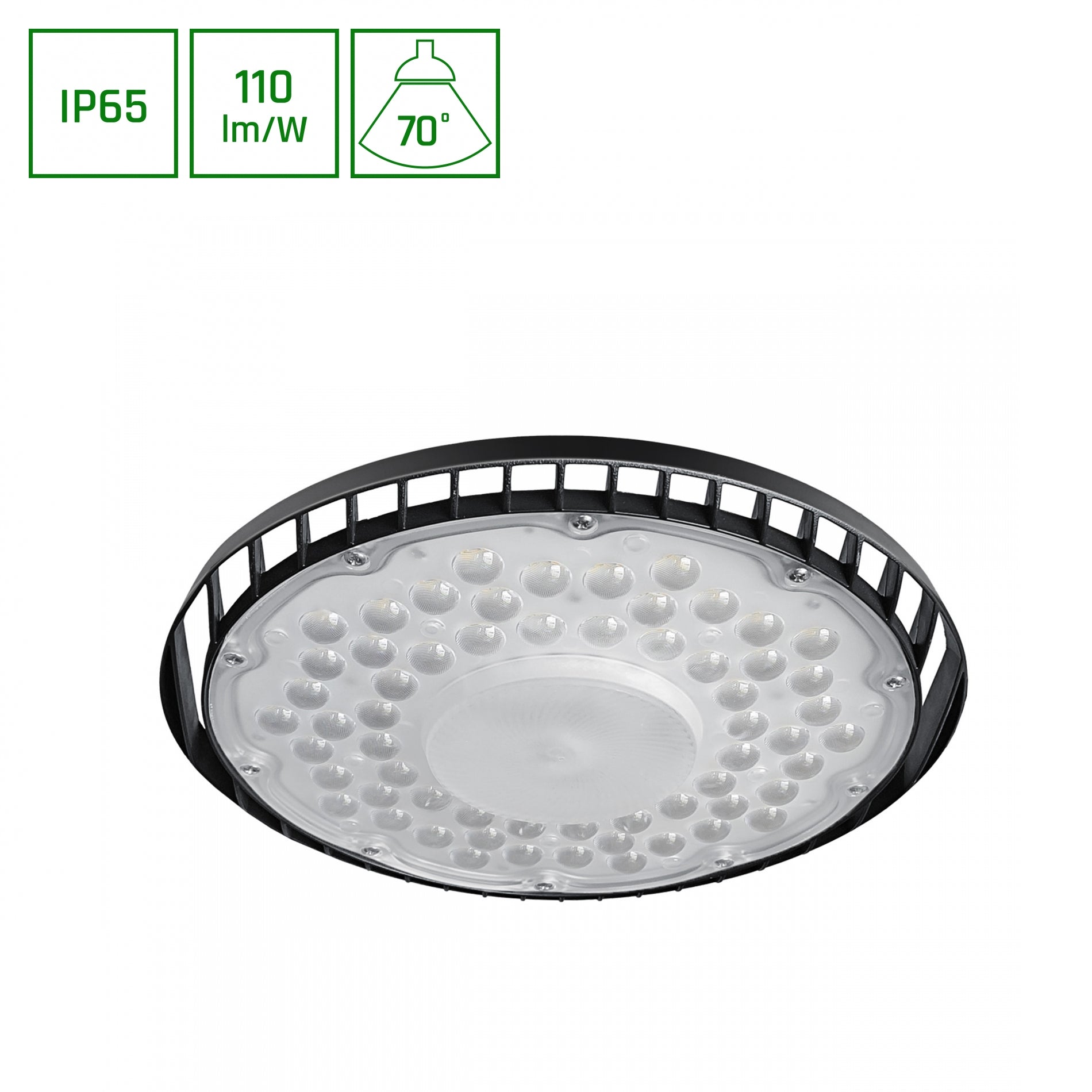 LED PLATEO SUN 4 HIGH BAY 205W Hallenleuchte 22600lm schwarz 70° 230V IP65 Industrieleuchte IK06 Neutralweiß 4000K