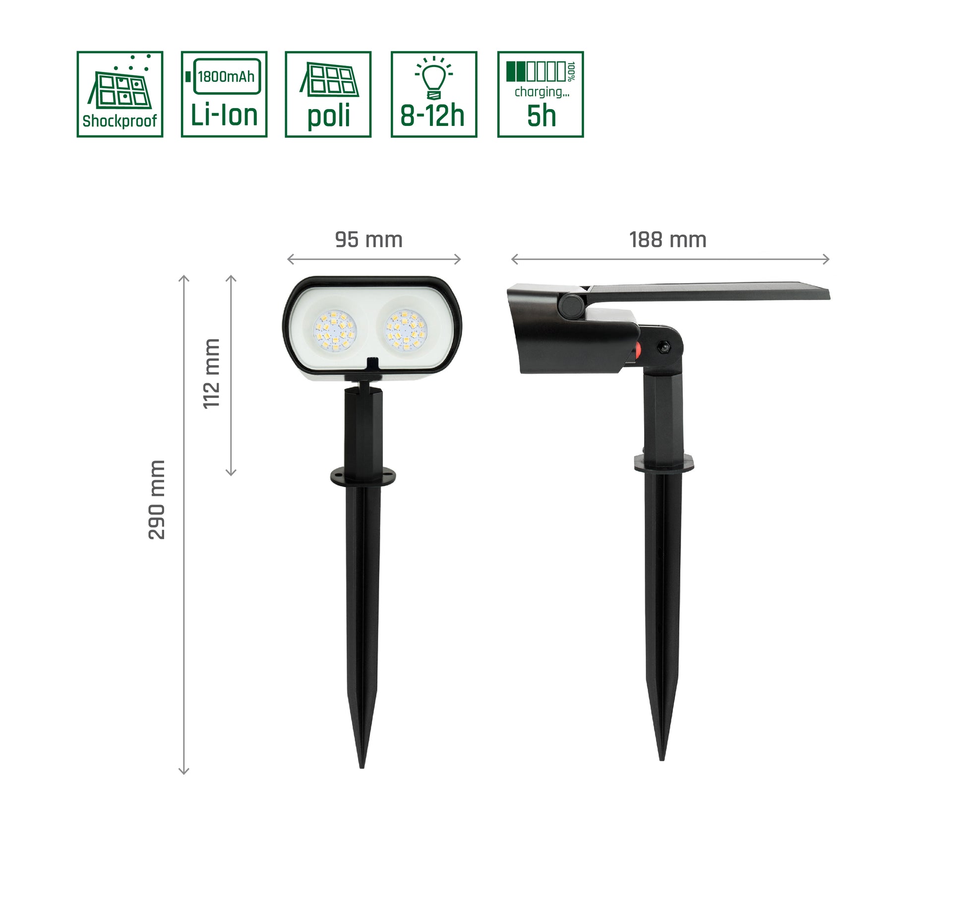 LED Solarleuchte OCULUS SOLARIS Gartenspot mit Erdspieß IP65 2W 200lm schwarz CCT