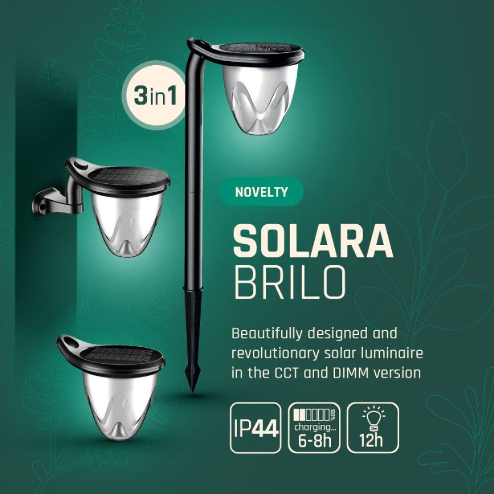LED Solarleuchte Solara Brilo Gartenspot Erdspieß IP44 Bodenstrahler 1W 100lm CCT