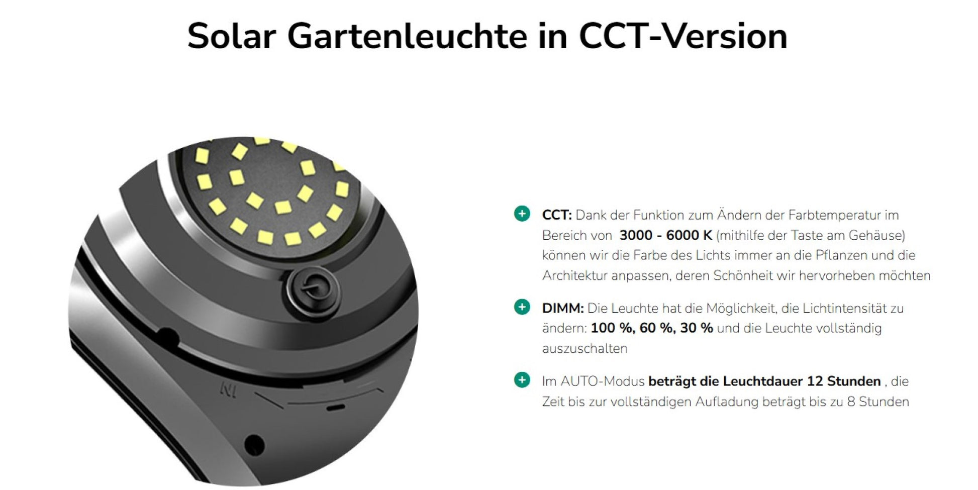 LED Solarleuchte Solara Brilo Gartenspot Erdspieß IP44 Bodenstrahler 1W 100lm CCT