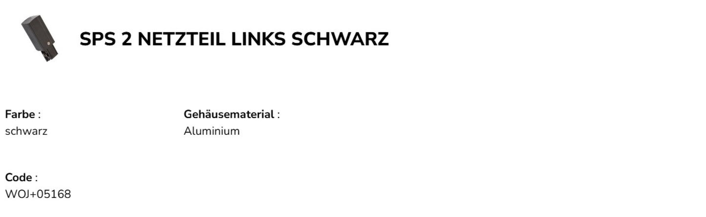 LED SPS 2 3-Phasen Stromschiene Einspeisung IP20 Schwarz links