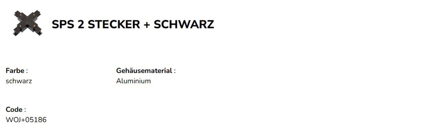 SPS-2 Leitungsverbinder für 3-Phasen Stromschiene IP20 Schwarz Kreuz +