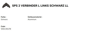 LED SPS-2 Leitungsverbinder für 3-Phasen Stromschiene IP20 Schwarz L links