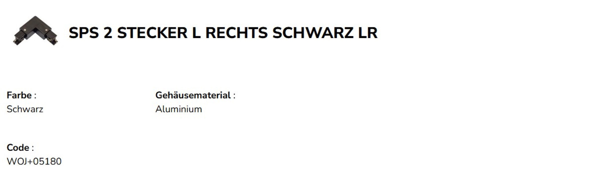 LED SPS-2 Leitungsverbinder für 3-Phasen Stromschiene IP20 Schwarz L rechts