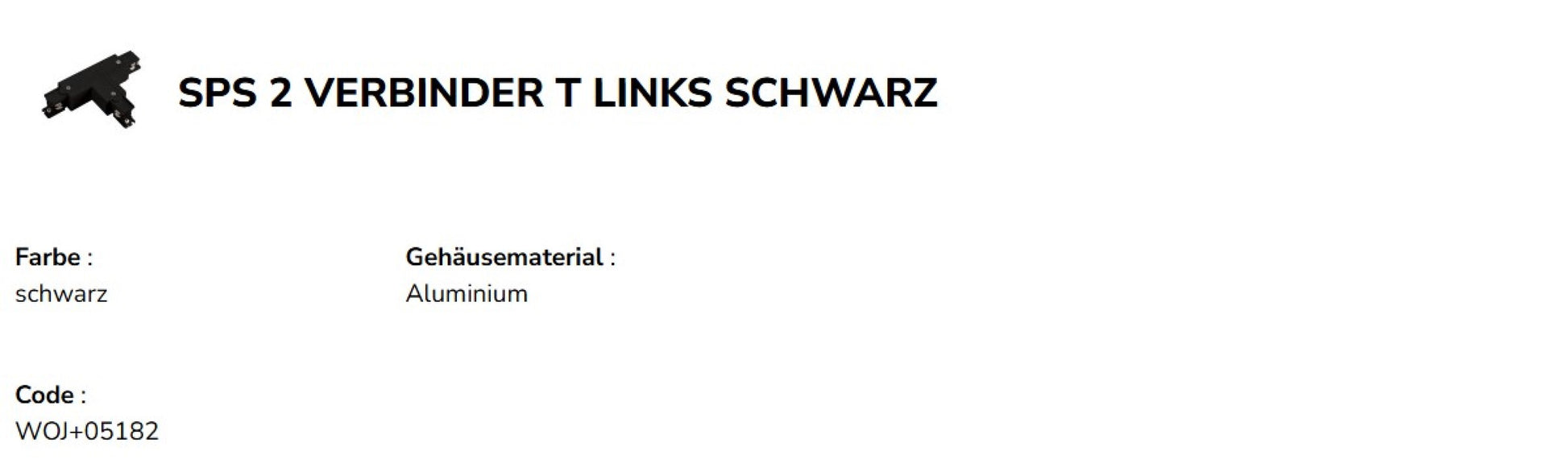 SPS-2 Leitungsverbinder für 3-Phasen Stromschiene IP20 Schwarz T links