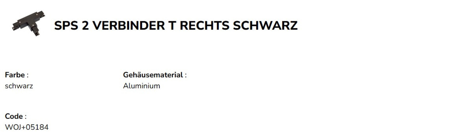 SPS-2 Leitungsverbinder für 3-Phasen Stromschiene IP20 Schwarz T links