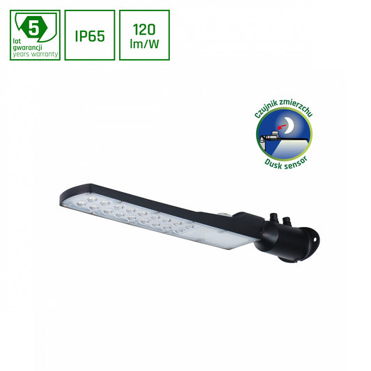 LED STREETOS SLIM 50W Straßenleuchte 6000lm schwarz 140/85° IP65 Industrieleuchte IK08 Neutralweiß 4000K mit Dämerungssensor