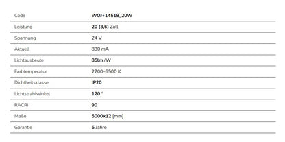 LED Streifen 20W Strip 5m 1700lm 120° IP54 24V RGB CCT 2700-6500K DIMMBAR