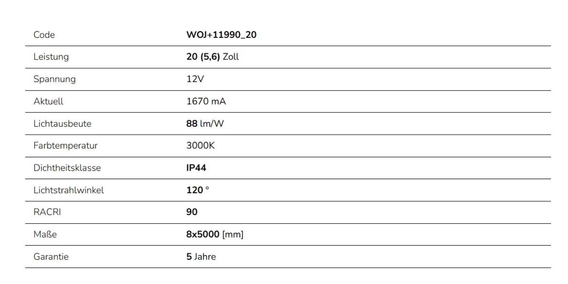 LED Streifen 20W Strip 5m 1750lm 120° IP44 12V Warmweiss 3000K DIMMBAR